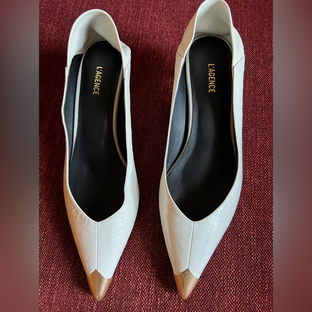 L'AGENCE Cream Pointed Toe Heels